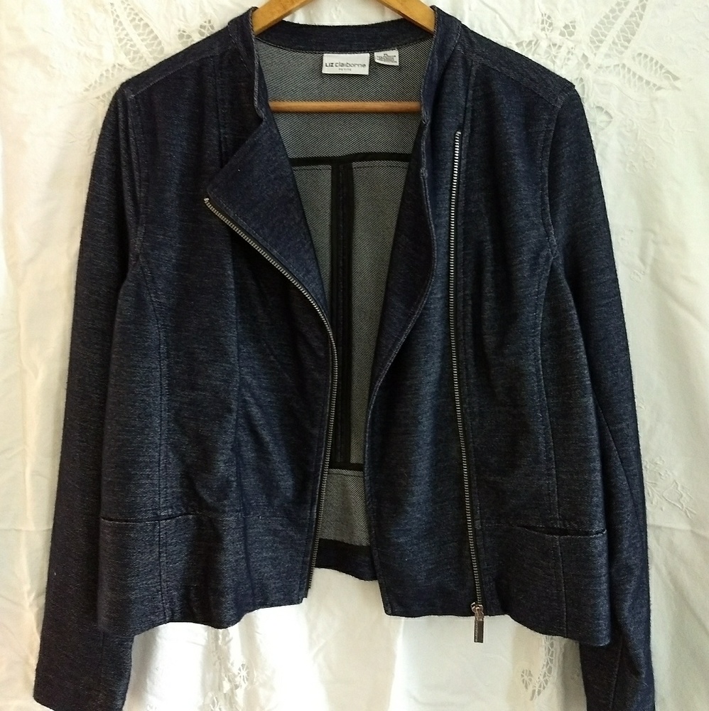 Stretch denim moto jacket